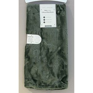 Just Imagine Safari Embossed Baby Blanket Green Extra Snuggly Lion Rhino Tiger